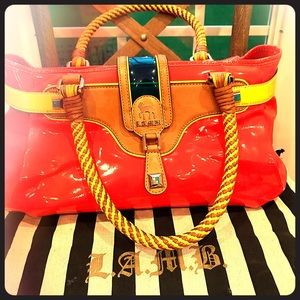 L.A.M.B Neon Orange Leather Handbag